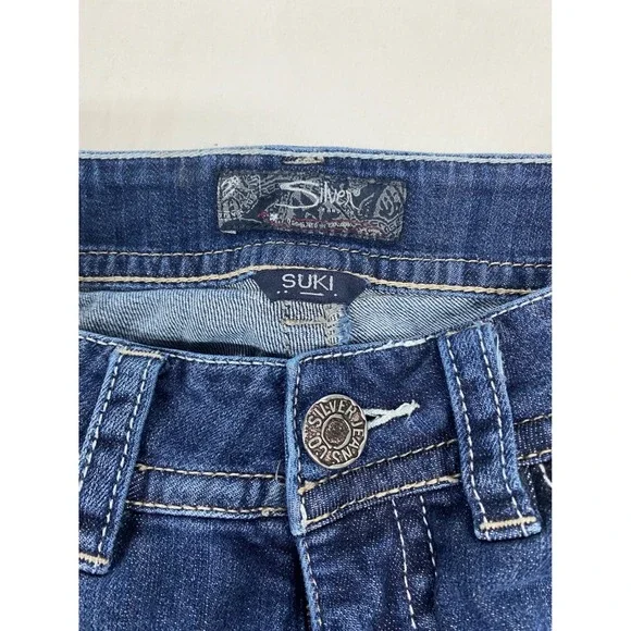 Silver Jeans Co Suki Mid Rise Bootcut Dark Wash Denim Jeans W27 L32 Y2K western - Picture 3 of 8